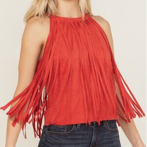Idyllwind - Coral Madie Faux Suede Fringe Tank